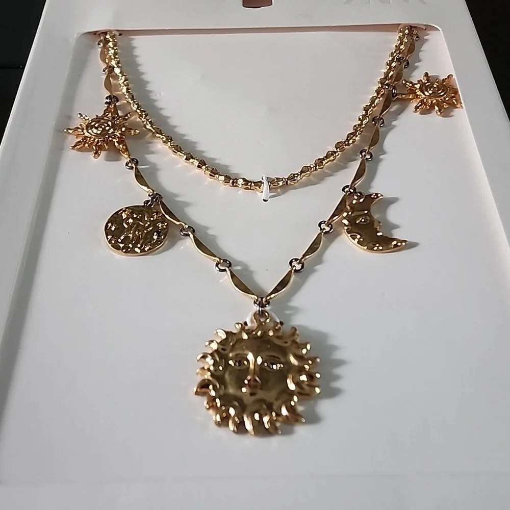 ZARA Pack of 2 Sun Moon Necklaces - Picture 4 of 14